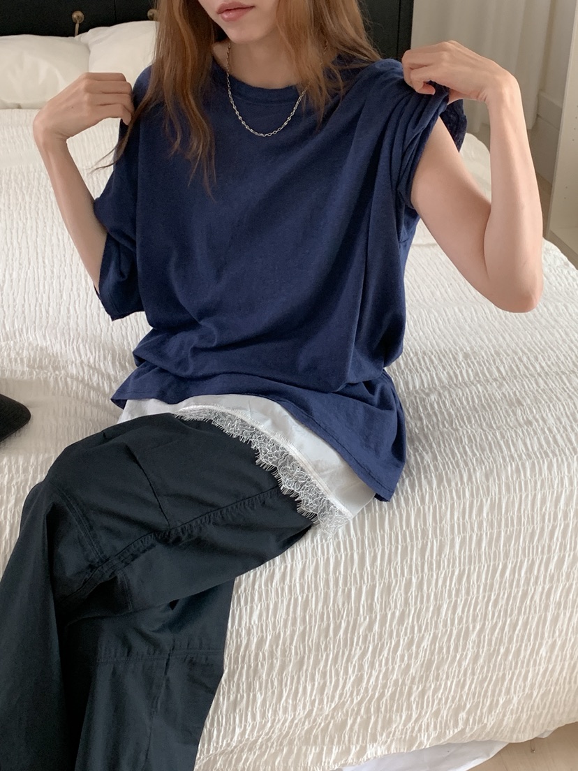 LONG PEAK韓國東大門直郵女裝新款26夏季時尚休閑T恤亞麻布LONG PEAKT恤