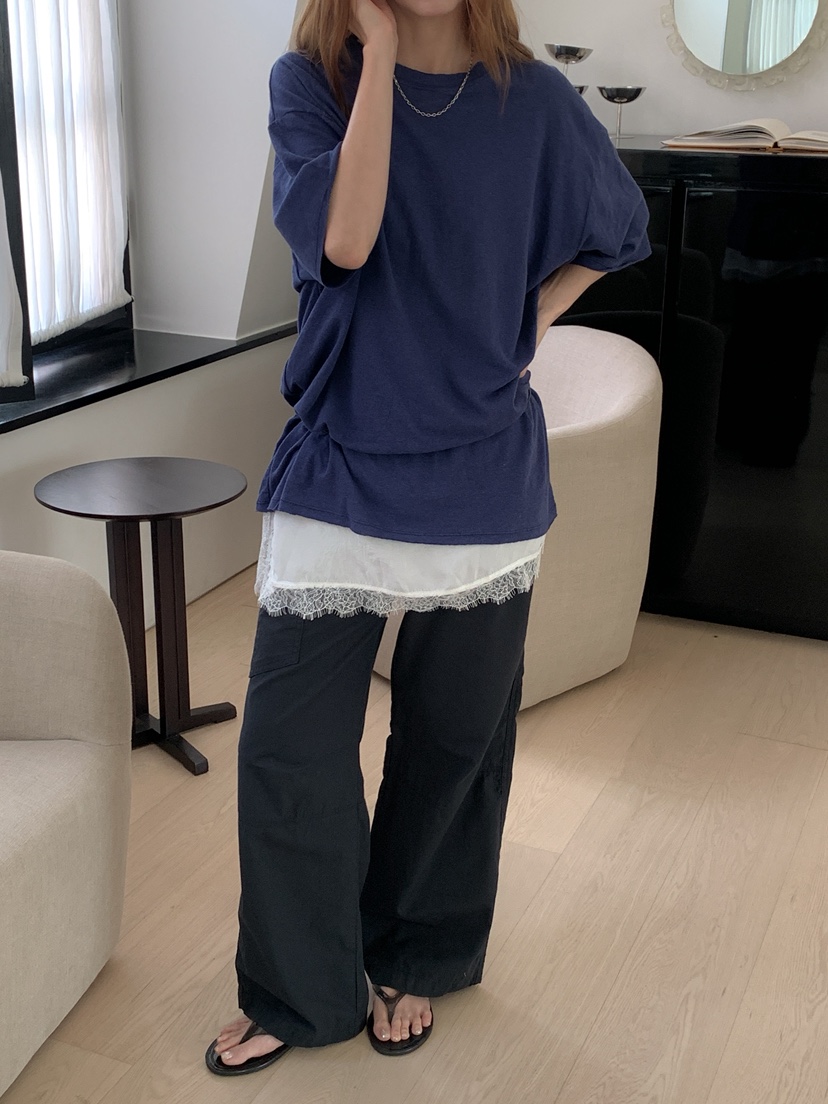 LONG PEAK韓國東大門直郵女裝新款26夏季時尚休閑T恤亞麻布LONG PEAKT恤