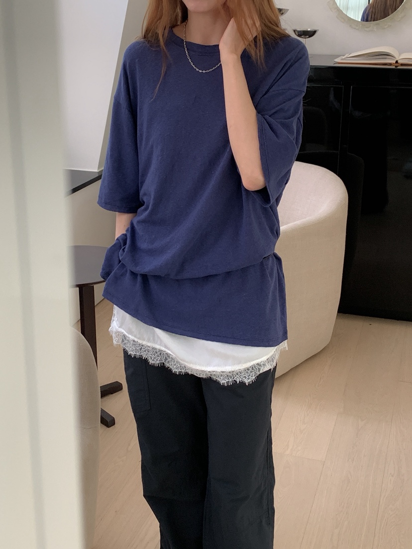 LONG PEAK韓國東大門直郵女裝新款26夏季時尚休閑T恤亞麻布LONG PEAKT恤
