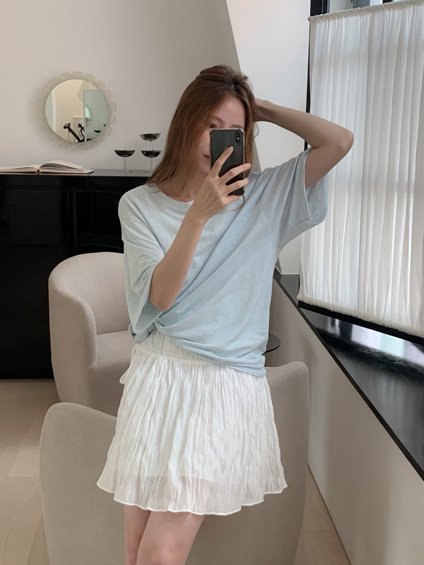 LONG PEAK韓國東大門直郵女裝新款26夏季時尚休閑T恤亞麻布LONG PEAKT恤