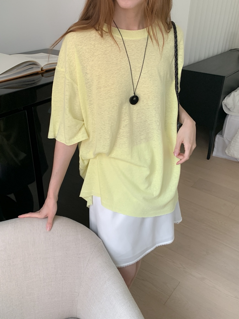 LONG PEAK韓國東大門直郵女裝新款26夏季時尚休閑T恤亞麻布LONG PEAKT恤