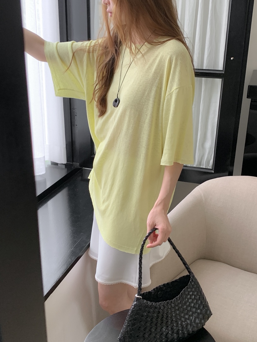 LONG PEAK韓國東大門直郵女裝新款26夏季時尚休閑T恤亞麻布LONG PEAKT恤