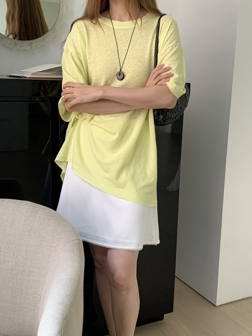 LONG PEAK韓國東大門直郵女裝新款26夏季時尚休閑T恤亞麻布LONG PEAKT恤