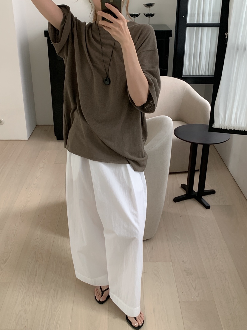 LONG PEAK韓國東大門直郵女裝新款26夏季時尚休閑T恤亞麻布LONG PEAKT恤
