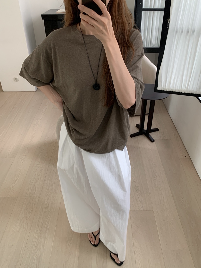 LONG PEAK韓國東大門直郵女裝新款26夏季時尚休閑T恤亞麻布LONG PEAKT恤