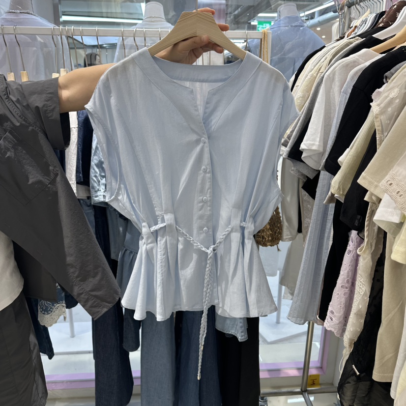 JH.STUDIO-Q韓國直郵實拍女士新款推薦襯衫蕾絲衫含腰帶V領系帶JH.STUDIO-Q襯衫/蕾絲衫圖色2