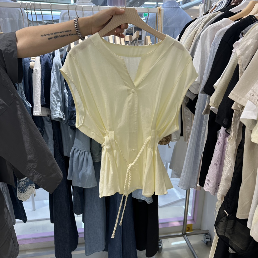 JH.STUDIO-Q韓國直郵實拍女士新款推薦襯衫蕾絲衫含腰帶V領系帶JH.STUDIO-Q襯衫/蕾絲衫圖色3