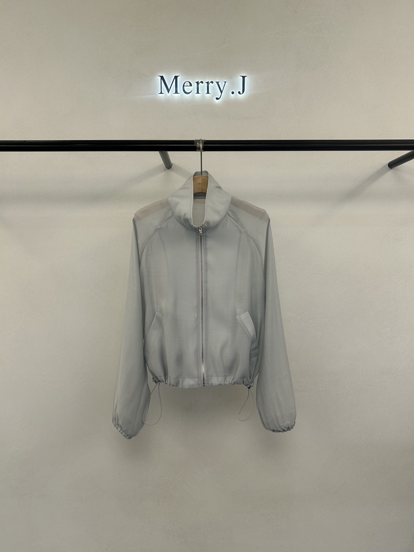 MERRY-J韓國直郵女裝新品休閑26夏季人氣夾克歐根紗高領MERRY-J夾克圖色1