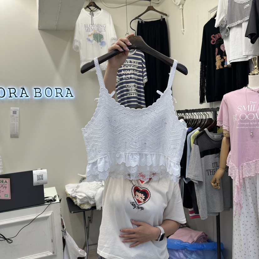 BORA BORA韓國直郵實拍女裝新品熱賣人氣時尚吊帶背心刺繡BORA BORA吊帶/背心