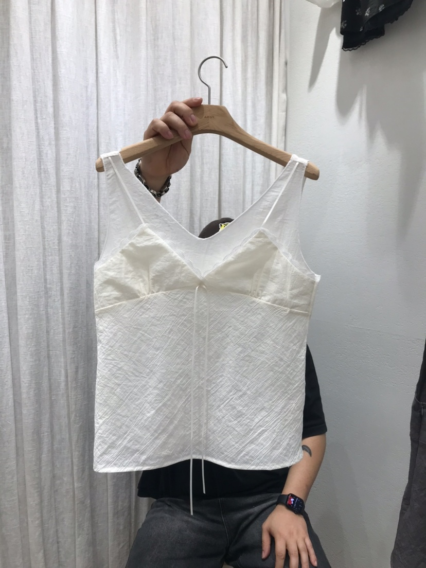 AHOY韓國直郵女裝新款休閑推薦26夏季時尚吊帶背心透視褶皺AHOY吊帶/背心圖色1