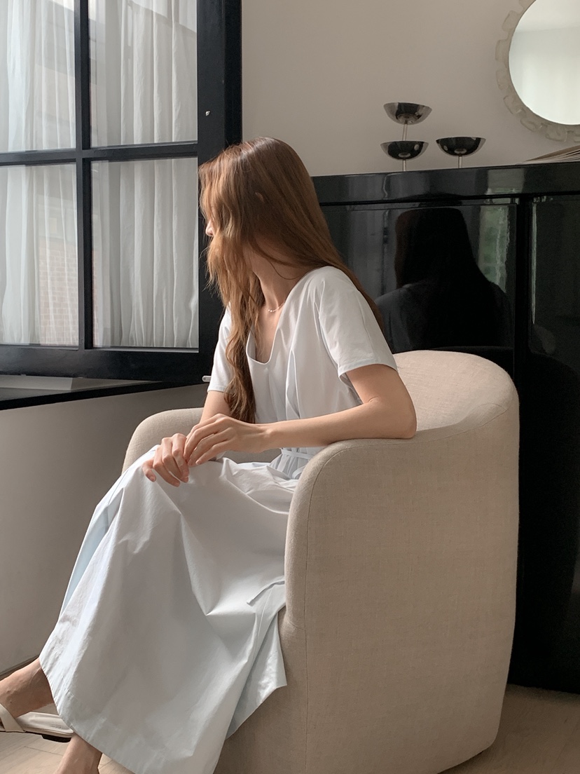 LONG PEAK韓國代購女裝新款推薦熱賣26夏季連衣裙OPS含腰繩LONG PEAK連衣裙