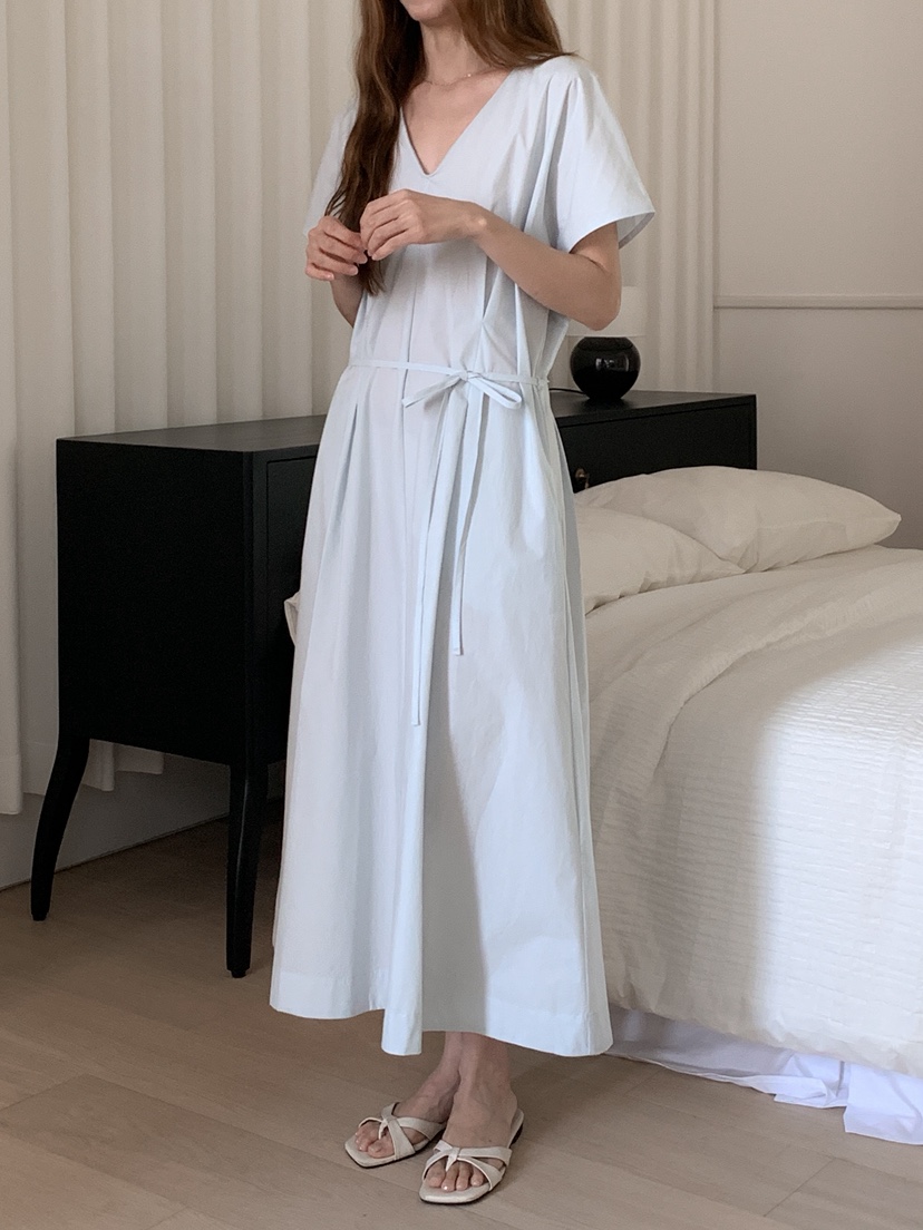LONG PEAK韓國代購女裝新款推薦熱賣26夏季連衣裙OPS含腰繩LONG PEAK連衣裙