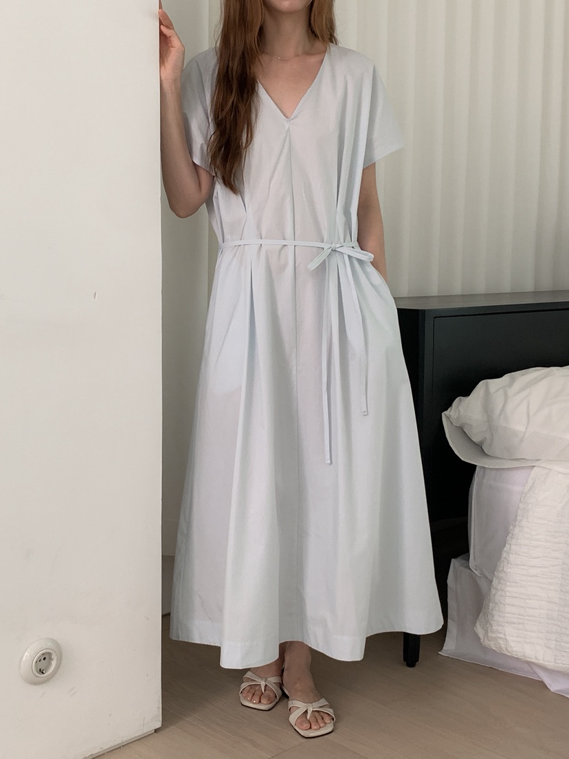 LONG PEAK韓國代購女裝新款推薦熱賣26夏季連衣裙OPS含腰繩LONG PEAK連衣裙