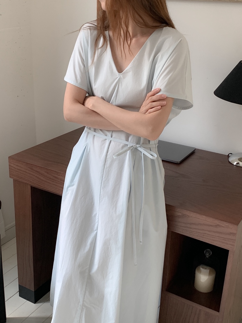 LONG PEAK韓國代購女裝新款推薦熱賣26夏季連衣裙OPS含腰繩LONG PEAK連衣裙