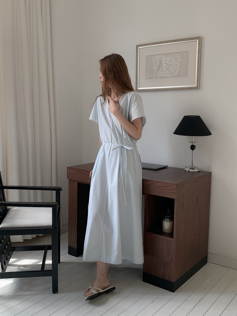 LONG PEAK韓國代購女裝新款推薦熱賣26夏季連衣裙OPS含腰繩LONG PEAK連衣裙