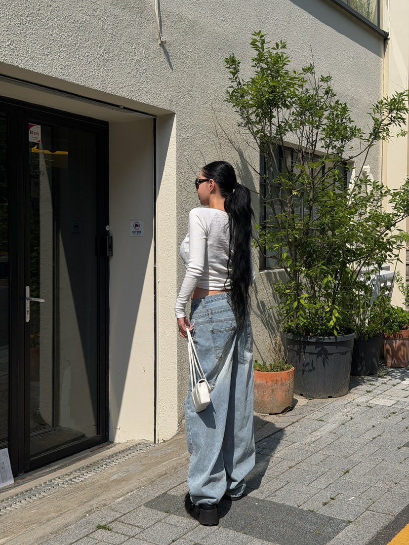 GATELESS韓國直郵實拍女士新款26夏季休閑熱賣時尚牛仔褲GATELESS牛仔褲
