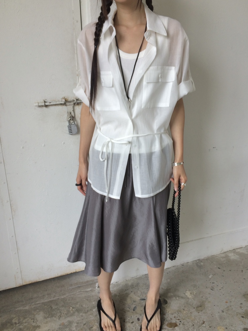 ANOU韓國直郵女士新品時尚熱賣休閑推薦襯衫蕾絲衫含腰繩ANOU襯衫/蕾絲衫