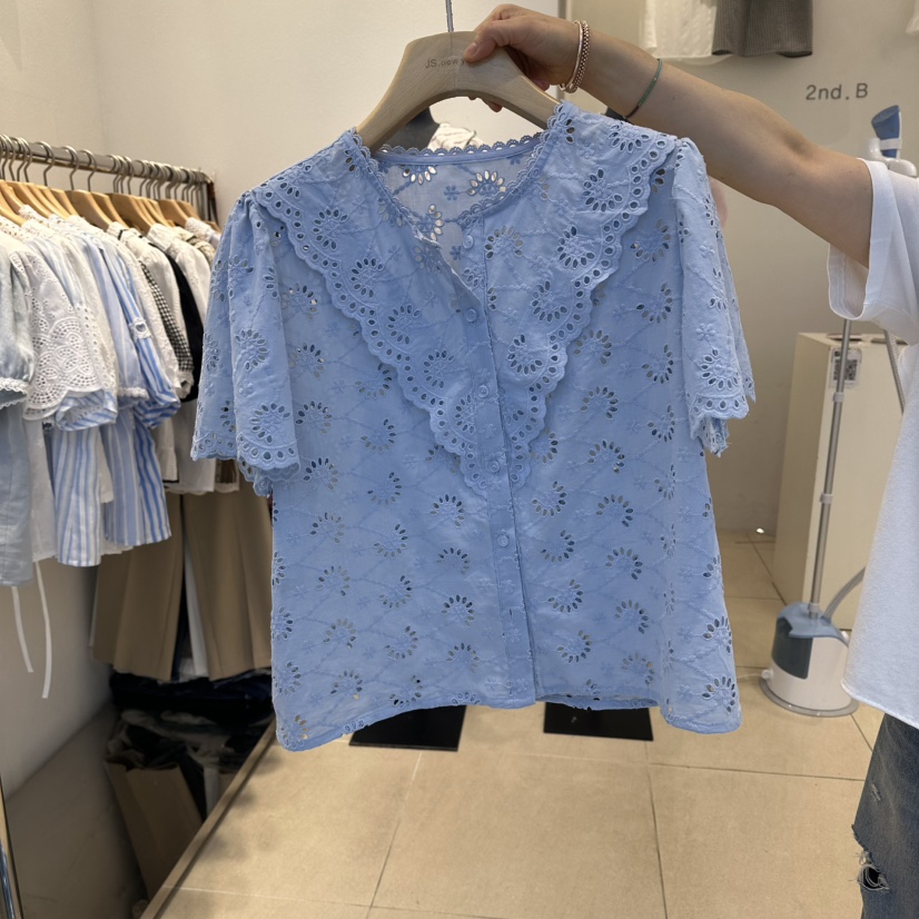 2nd B-S韓國代購女士新品26夏季時尚人氣襯衫蕾絲衫刺繡2nd B-S襯衫/蕾絲衫圖色2