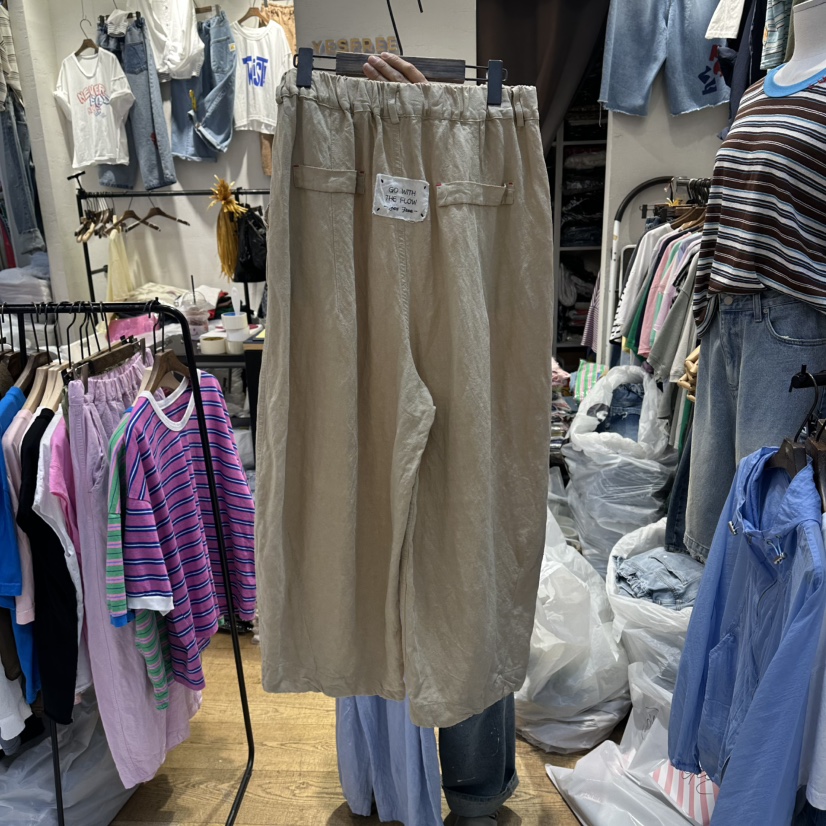 YESFREE韓國直郵女裝新品26夏季推薦時尚休閑褲人造絲亞麻YESFREE休閑褲