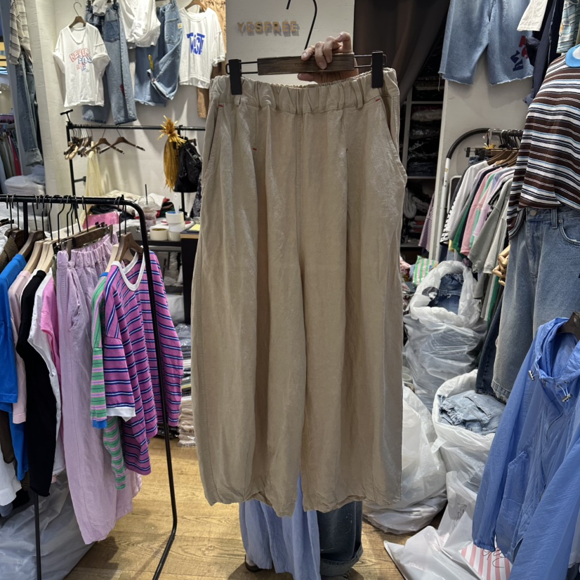 YESFREE韓國直郵女裝新品26夏季推薦時尚休閑褲人造絲亞麻YESFREE休閑褲圖色4