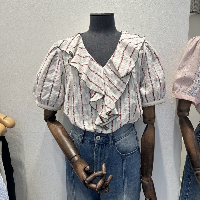 2nd B-S韓國直郵女裝新款時尚人氣26夏季襯衫蕾絲衫刺繡2nd B-S襯衫/蕾絲衫圖色1