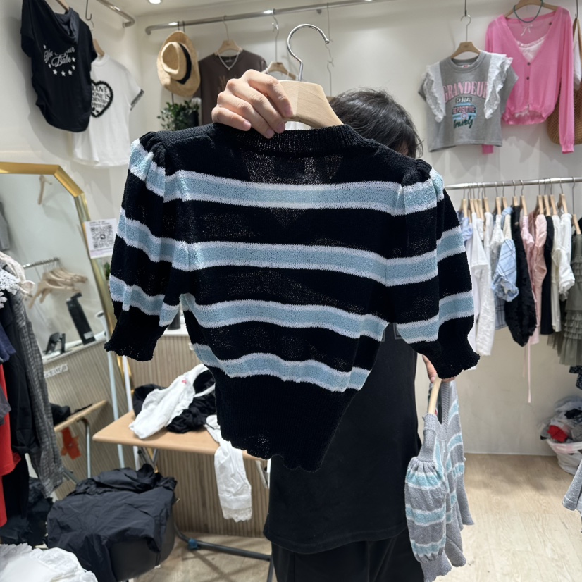 UNDERSTAR_VINTAGE韓國東大門代購女裝新品推薦針織衫條紋UNDERSTAR_VINTAGE針織衫