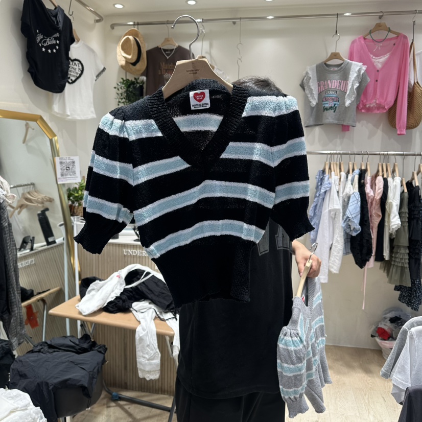 UNDERSTAR_VINTAGE韓國東大門代購女裝新品推薦針織衫條紋UNDERSTAR_VINTAGE針織衫圖色2