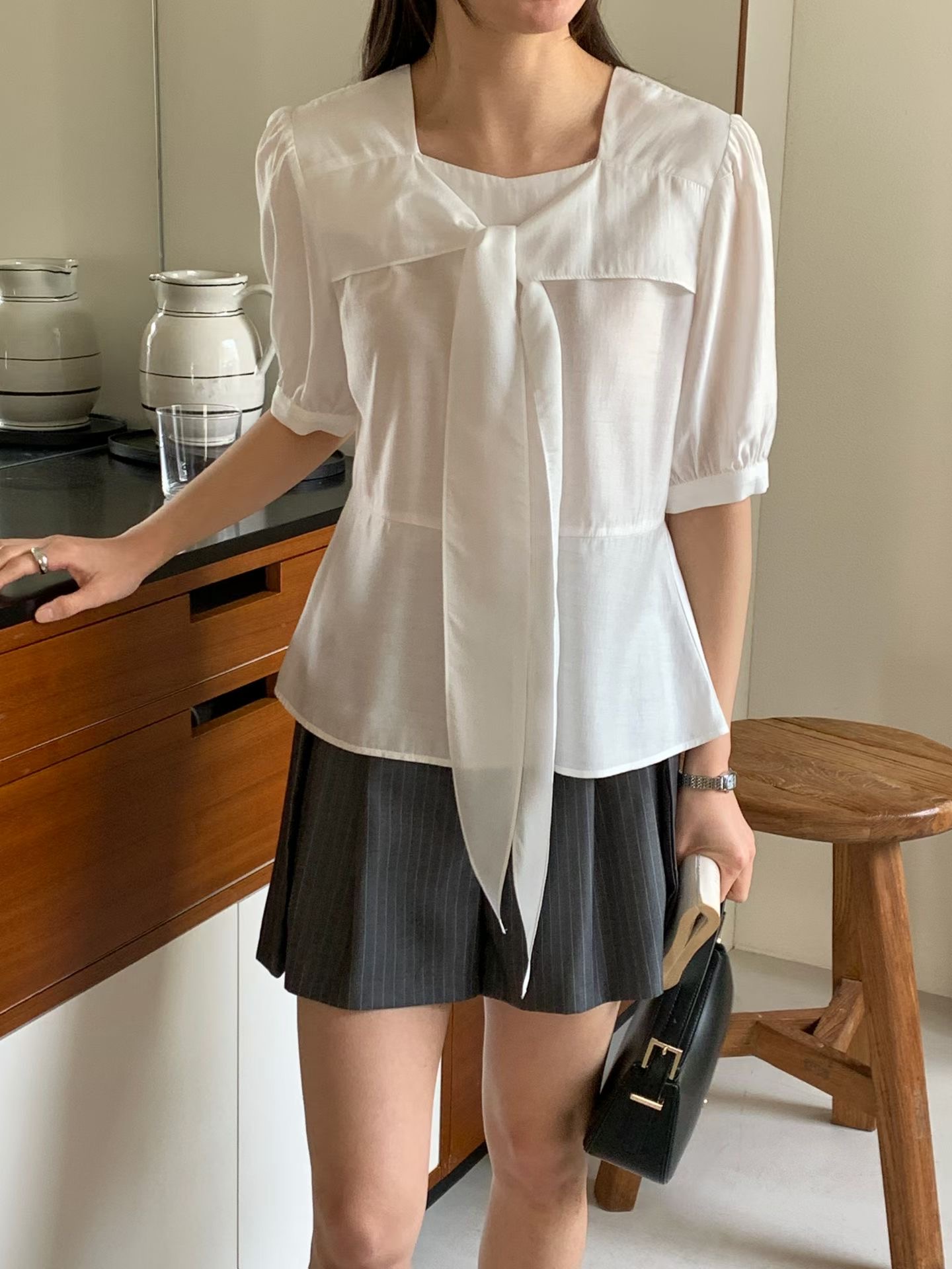 WITHMOON韓國代購女裝新品26夏季人氣熱賣休閑襯衫蕾絲衫WITHMOON襯衫/蕾絲衫圖色1