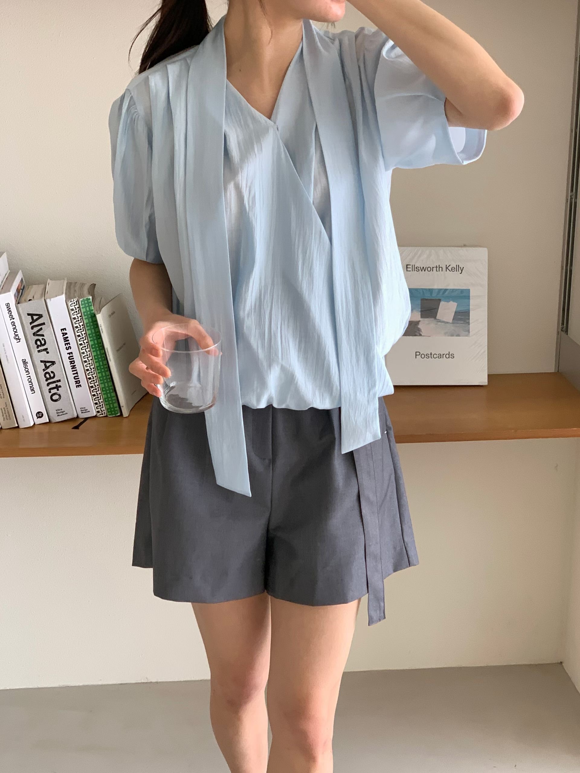 WITHMOON韓國東大門代購女士新品休閑熱賣襯衫蕾絲衫含脖帶WITHMOON襯衫/蕾絲衫