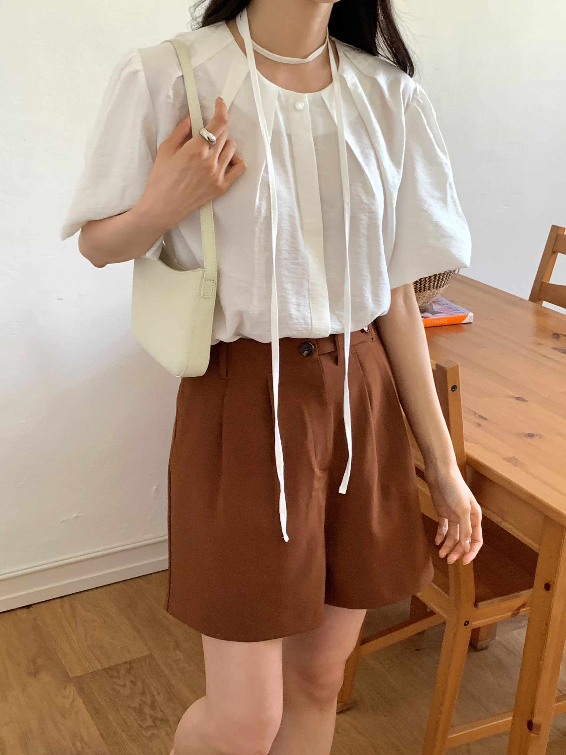 WITHMOON韓國東大門直郵女士新款推薦人氣襯衫蕾絲衫含繩WITHMOON襯衫/蕾絲衫