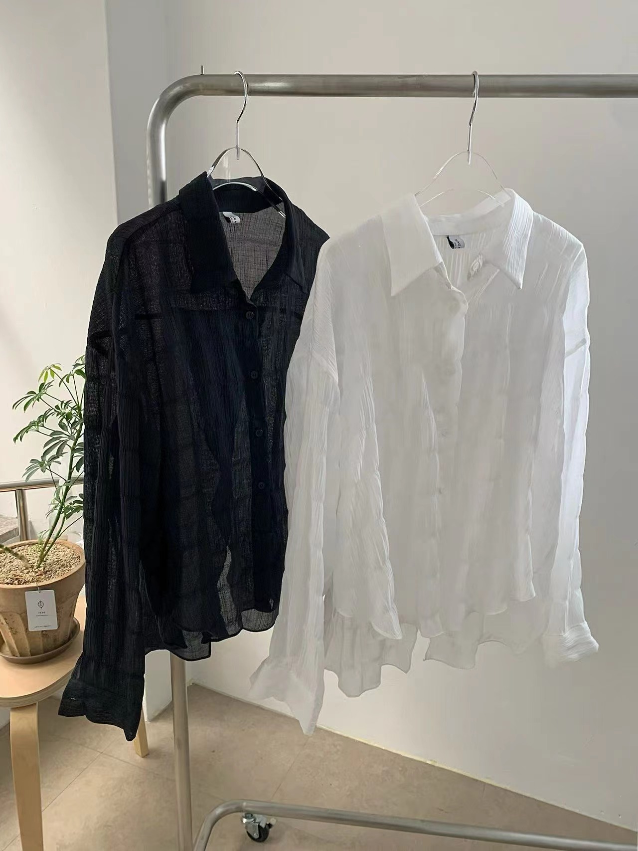 BLACK LINE東大門實拍韓國女士新品人氣26夏季襯衫蕾絲衫褶皺BLACK LINE襯衫/蕾絲衫