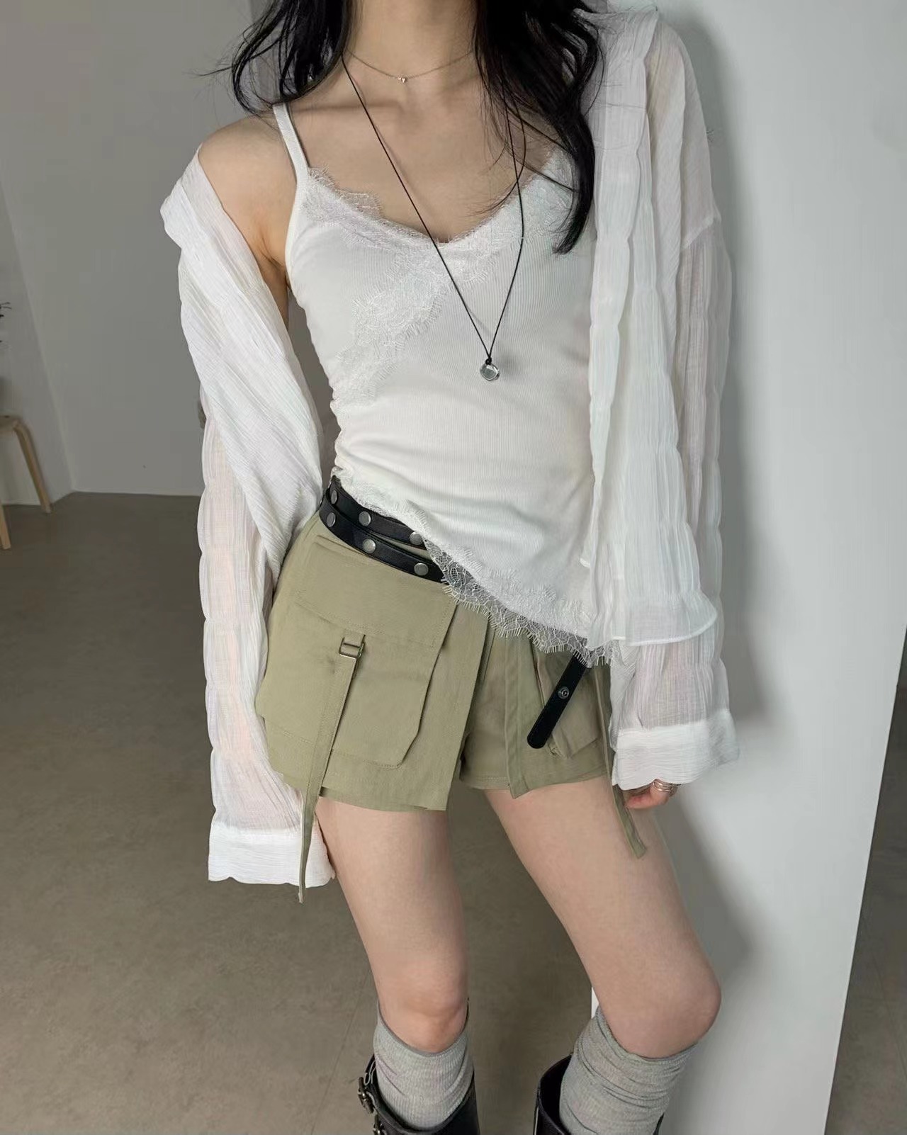 BLACK LINE東大門實拍韓國女士新款推薦吊帶背心蕾絲無袖BLACK LINE吊帶/背心