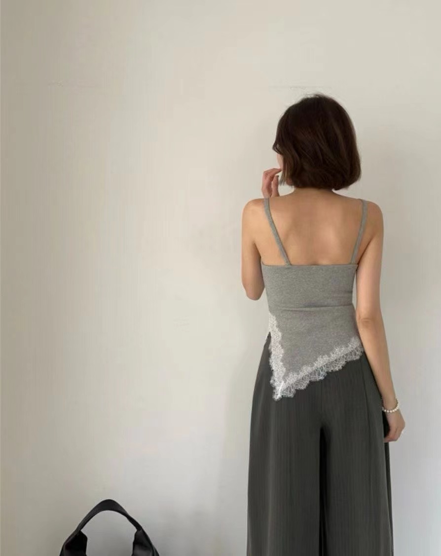 BLACK LINE東大門實拍韓國女士新款推薦吊帶背心蕾絲無袖BLACK LINE吊帶/背心