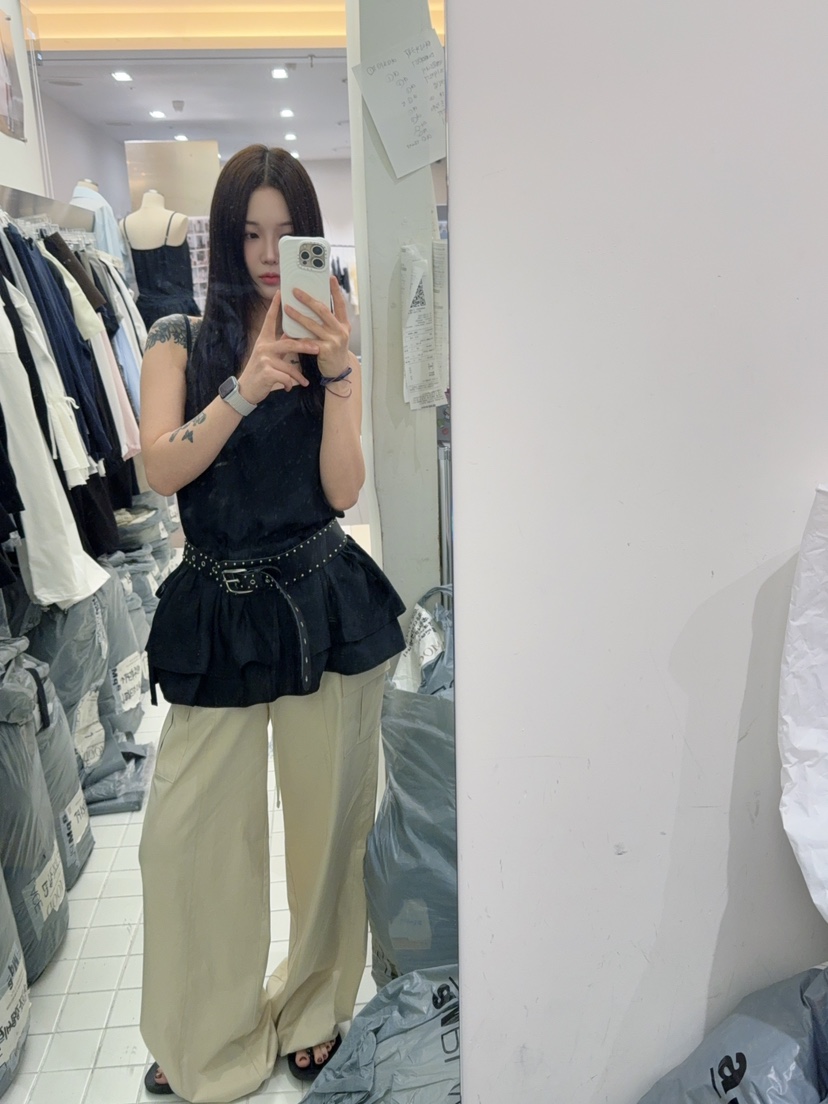 AMOOD韓國直郵實拍女裝新款熱賣人氣推薦時尚休閑休閑褲口袋AMOOD休閑褲