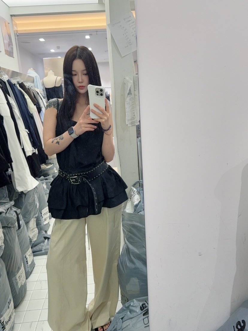AMOOD韓國直郵實拍女裝新款熱賣人氣推薦時尚休閑休閑褲口袋AMOOD休閑褲