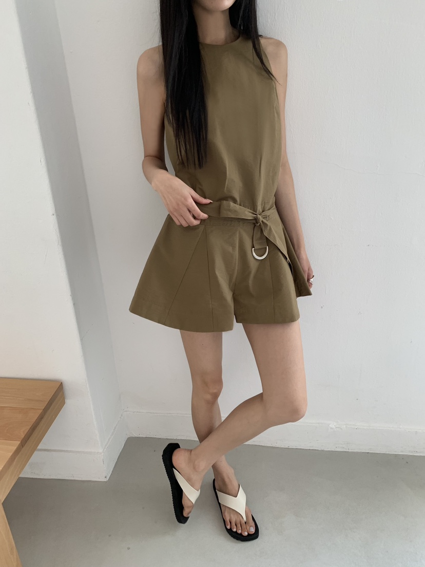 STAGE韓國直郵實拍女裝新款休閑26夏季時尚推薦連體褲含腰帶STAGE連體褲