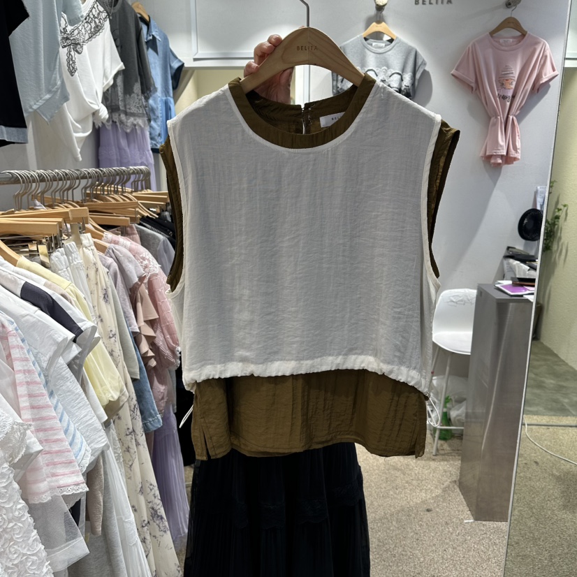 BELITA韓國代購女士新品熱賣推薦人氣休閑吊帶背心假兩件BELITA吊帶/背心圖色2