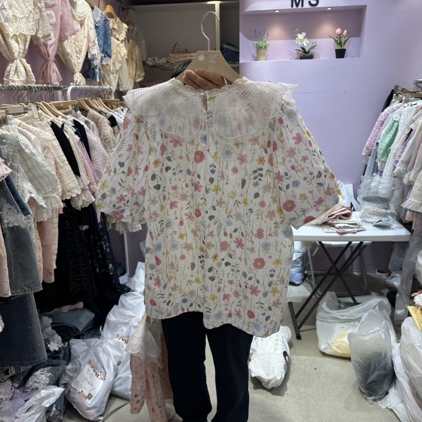 MS東大門實拍韓國女士新品時尚人氣熱賣26夏季襯衫蕾絲衫MS襯衫/蕾絲衫