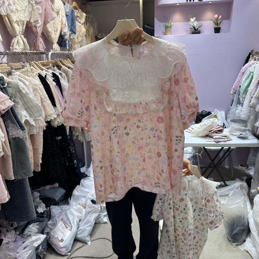 MS東大門實拍韓國女士新品時尚人氣熱賣26夏季襯衫蕾絲衫MS襯衫/蕾絲衫圖色2