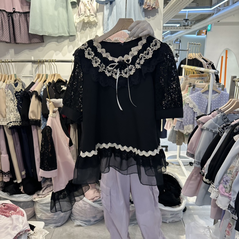 PAPA東大門實拍韓國女裝新品推薦休閑人氣26夏季襯衫蕾絲衫Papaine/HALMADE襯衫/蕾絲衫圖色2