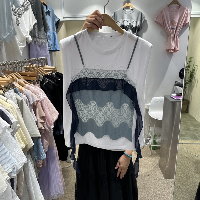 BELITA韓國東大門代購女裝新品26夏季推薦人氣休閑T恤假兩件BELITAT恤圖色1