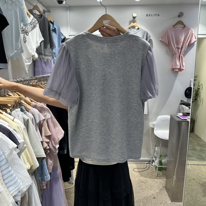 BELITA韓國東大門直郵女裝新品人氣26夏季時尚休閑T恤泡泡袖BELITAT恤