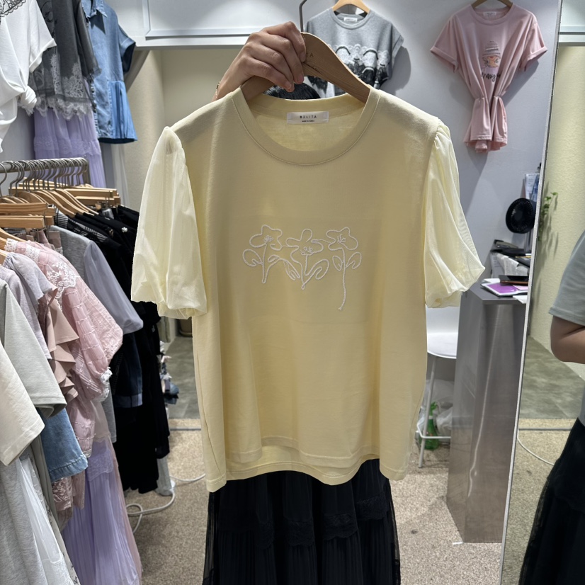 BELITA韓國東大門直郵女裝新品人氣26夏季時尚休閑T恤泡泡袖BELITAT恤圖色2