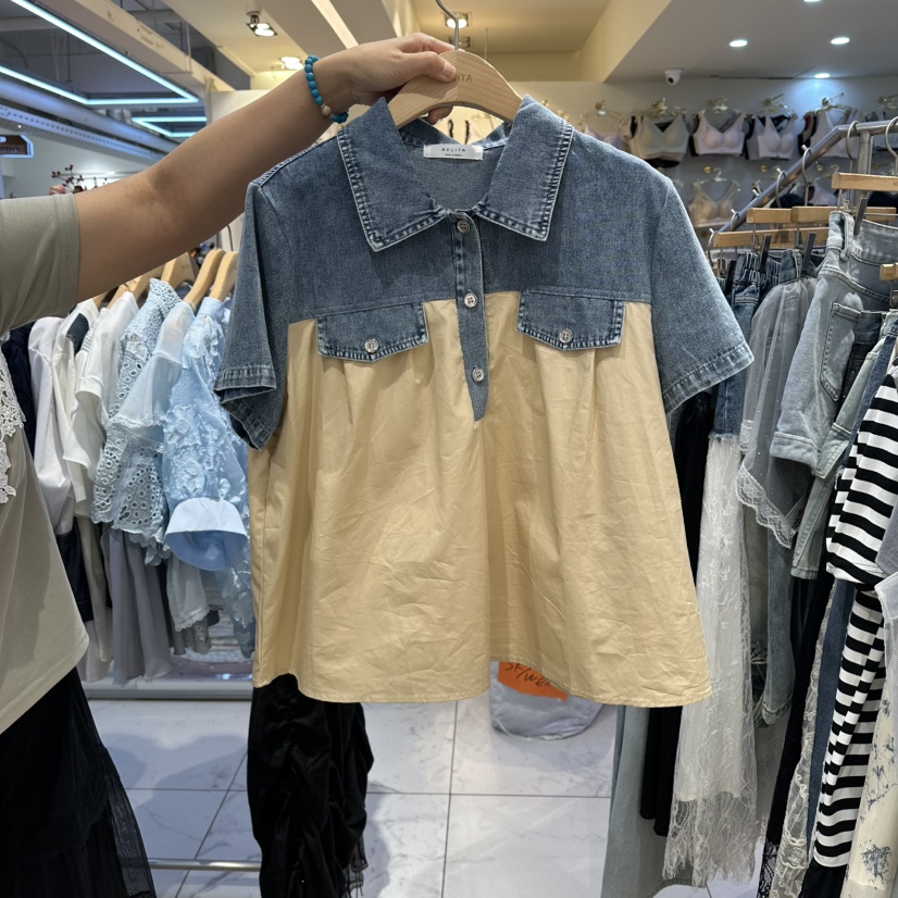 BELITA韓國代購女士新品推薦時尚26夏季休閑人氣襯衫蕾絲衫BELITA襯衫/蕾絲衫圖色1