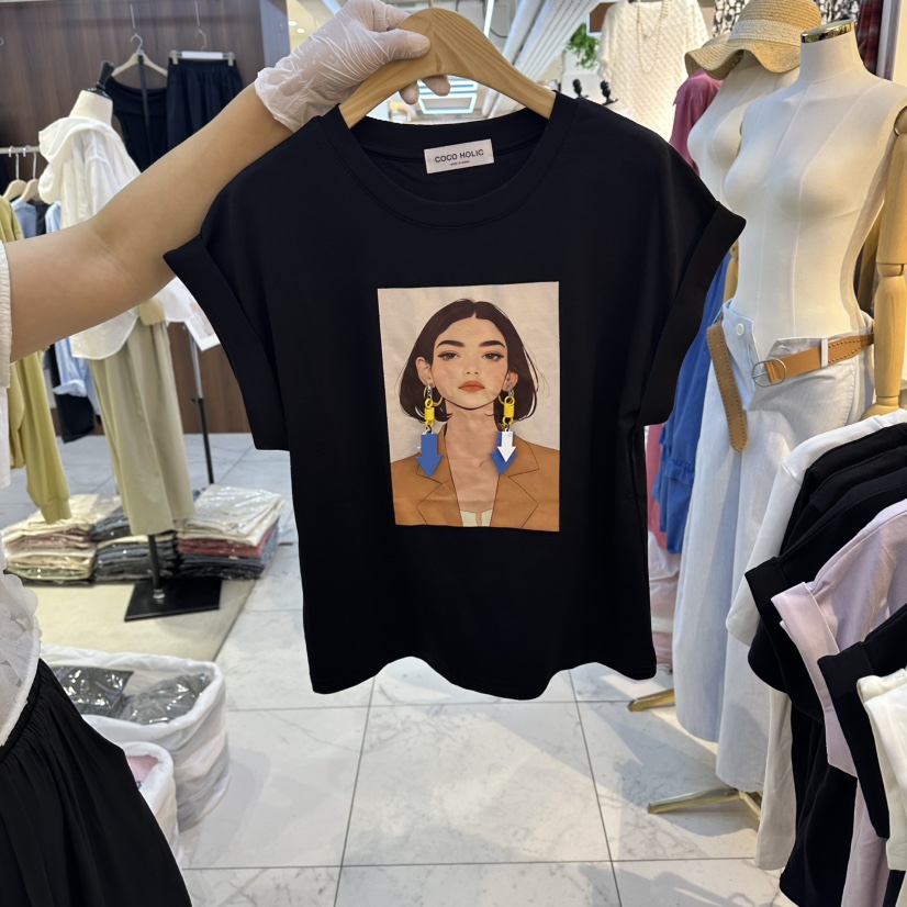 COCO HOLIC韓國東大門直郵女士新品時尚熱賣26夏季推薦T恤COCO HOLICT恤圖色2