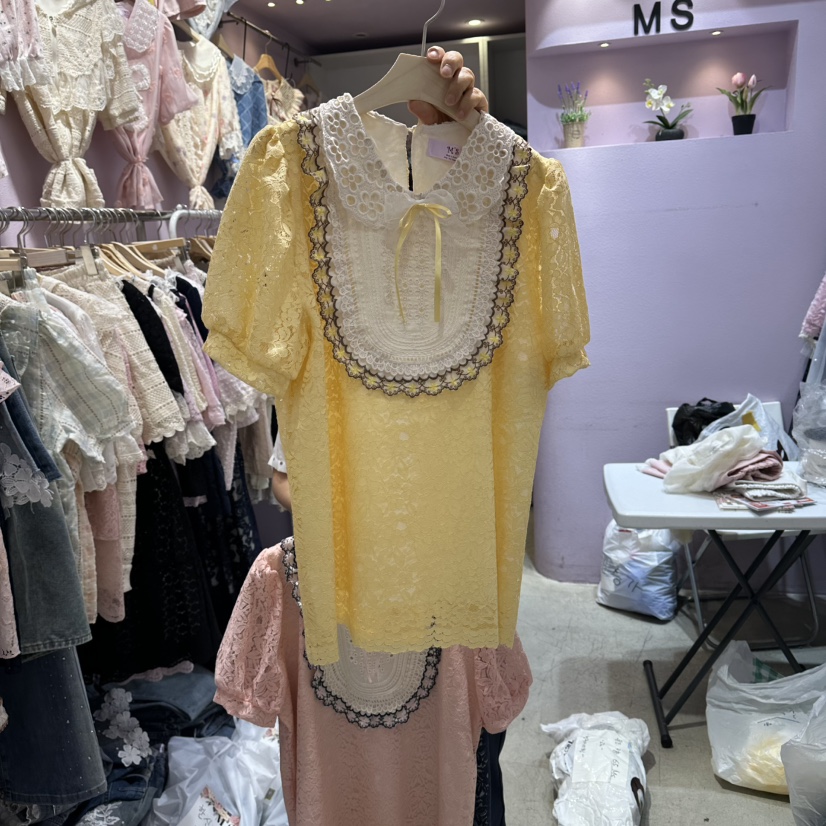 MS韓國直郵女裝新品26夏季人氣推薦休閑熱賣時尚襯衫蕾絲衫MS襯衫/蕾絲衫圖色1