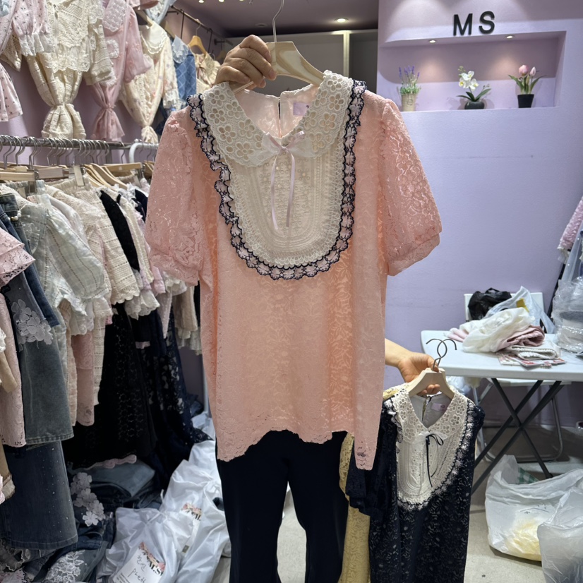 MS韓國直郵女裝新品26夏季人氣推薦休閑熱賣時尚襯衫蕾絲衫MS襯衫/蕾絲衫圖色2