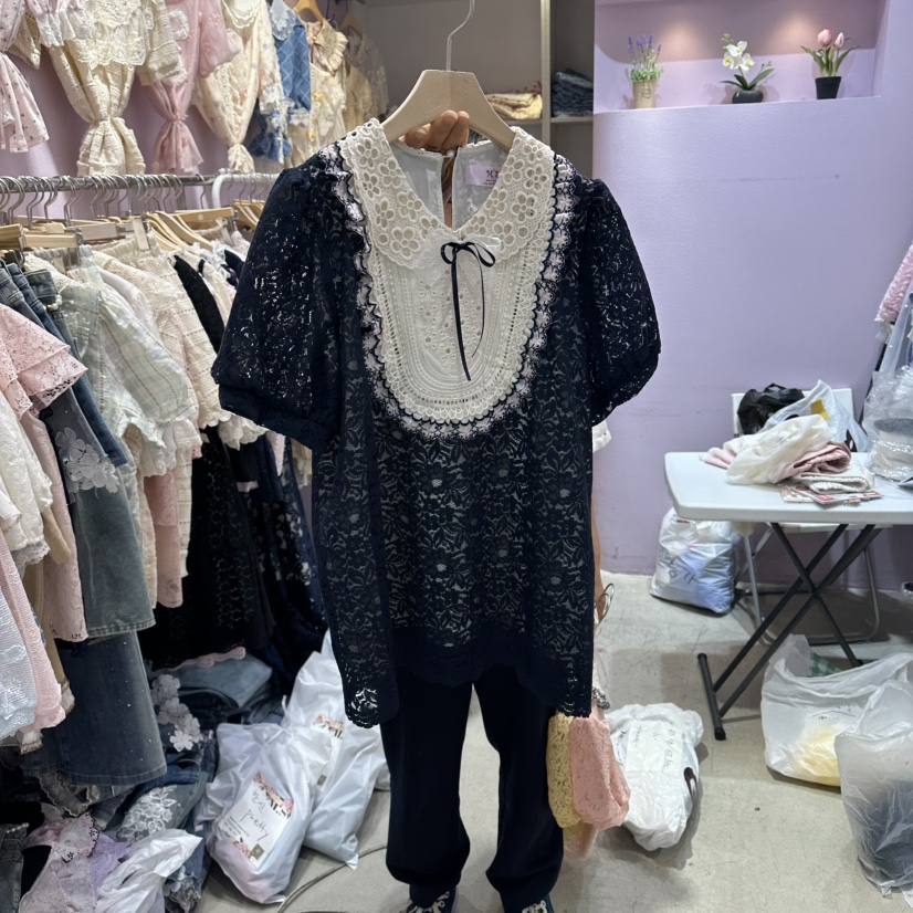 MS韓國直郵女裝新品26夏季人氣推薦休閑熱賣時尚襯衫蕾絲衫MS襯衫/蕾絲衫圖色3