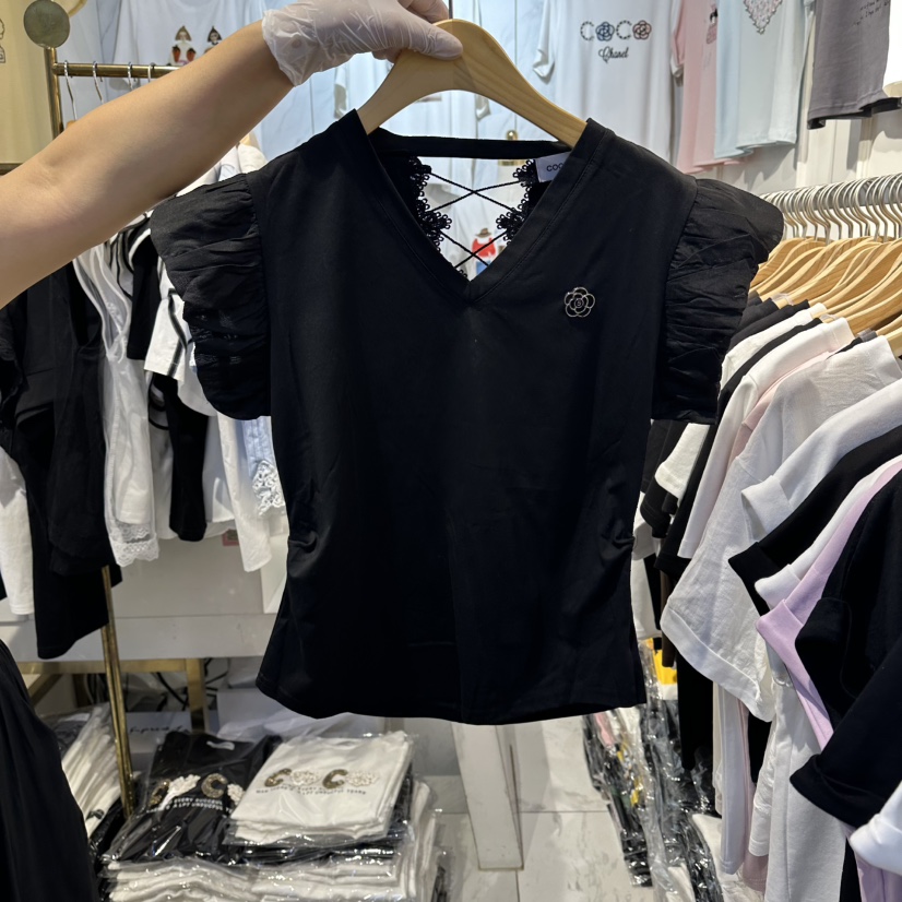 COCO HOLIC韓國直郵實拍女裝新品時尚襯衫蕾絲衫泡泡袖蕾絲COCO HOLIC襯衫/蕾絲衫圖色2