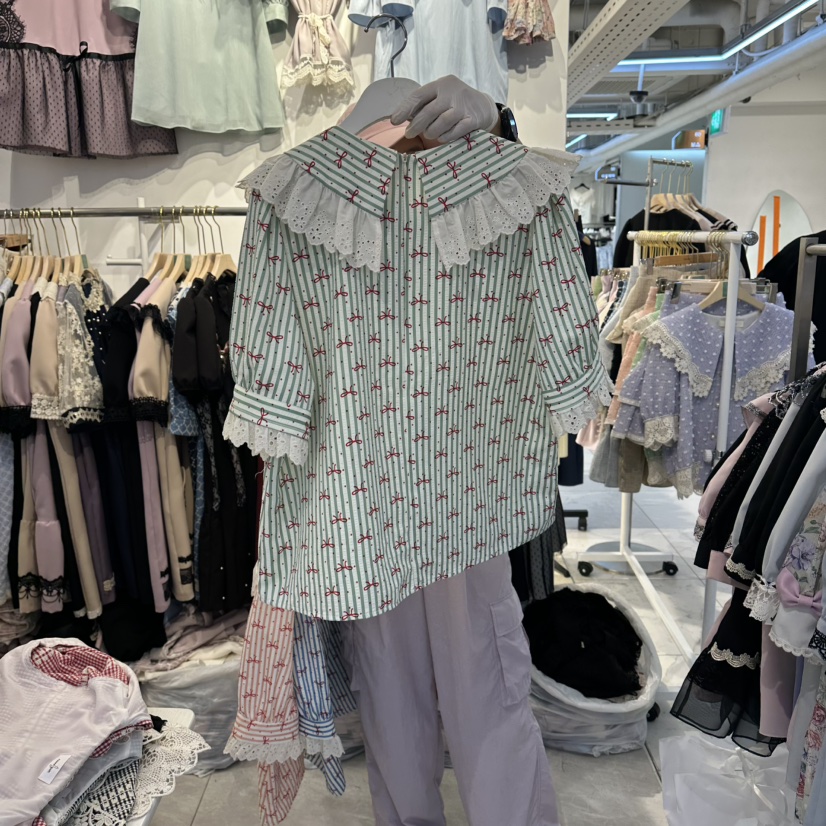 PAPA韓國直郵實拍女裝新品推薦人氣熱賣休閑26夏季襯衫蕾絲衫Papaine/HALMADE襯衫/蕾絲衫